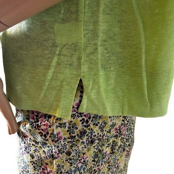 J. Jill Love Linen 100% V-Neck Top Tee Tank Shirt Lime Mint Green S Petite - Picture 10 of 16